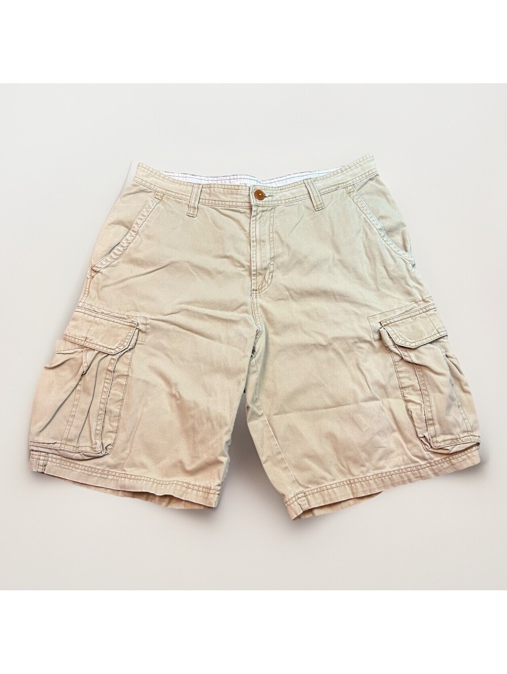 Y2K Aeropostale Shorts Men's Size 34‎ Khaki Tan Cargo Pockets Cotton Paratrooper